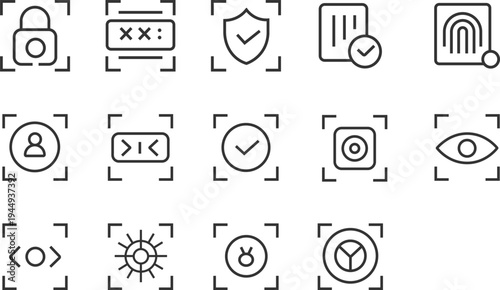 Modern and clean digital identity and verification line icon pack