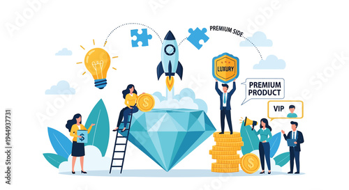 Set of business icons vector, premium product and success concept