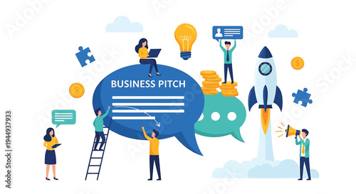 Set of business pitch icons vector, 20 elements