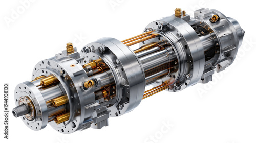 Industrial Innovation: A close-up view unveils the intricate inner workings of a precision mechanical apparatus, showcasing the marvels of modern engineering and technological advancement. 