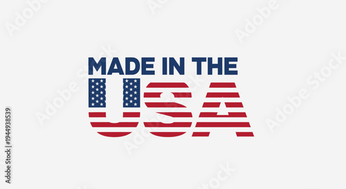 The American flag pattern illustrates 'MADE IN USA' text on a white background.