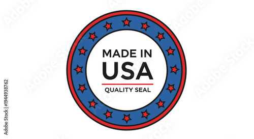 A quality seal sticker shows a Made in USA label with red stars.