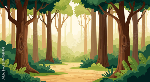 Trees Forest Path Nature Scene.