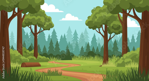 Trees standing on green grass land.