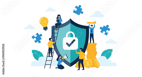 Set of cybersecurity flat illustration vector icons