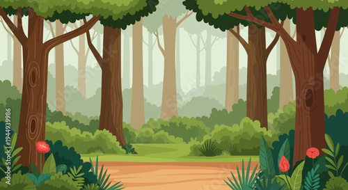 Trees with green leaves and trunks 1.