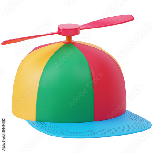 Propeller Cap 3d icon in cartoon style minimalist isolated on transparent white background, clipping path	
