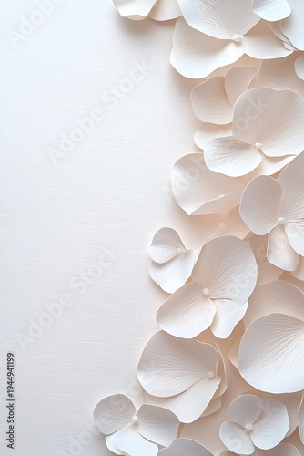 Elegant White Paper Flowers Artfully Arranged on Soft Background for Minimalist Decor