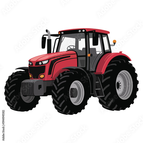red tractor isolated on white