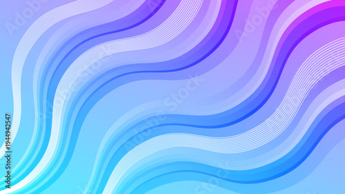 Colorful purple and blue shifting waves featuring white thin lines for tech and creative projects