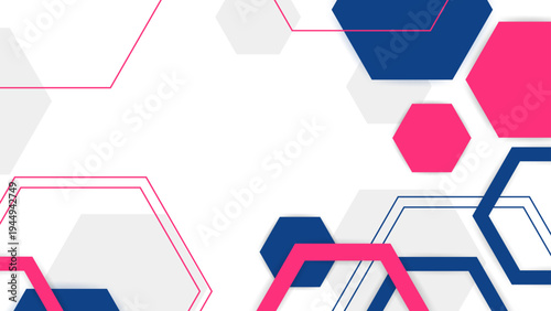 Stylish abstract background featuring vibrant pink and navy blue hexagons for modern feminine branding