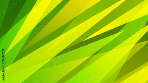 Bright and fresh abstract composition with green and yellow diagonal shapes for nature or eco branding