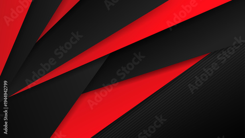 Sophisticated red and black abstract background with sharp overlapping layers and diagonal carbon texture lines