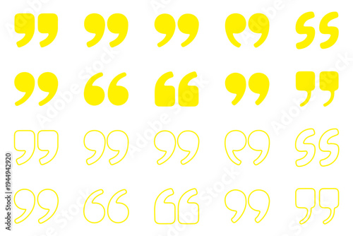 Set of quote mark. Quotes icon vector set. Quotemarks outline, speech marks, inverted commas or talking marks collection. Talk bubble speech icon. Black quotes icon. Vector illustration