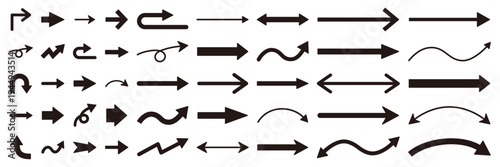 矢印のベクターイラストセット。アイコン、シンプル