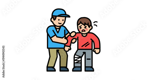 Caring individual providing supportive first aid to a person with an injured leg, depicting immediate assistance and recovery after an accident