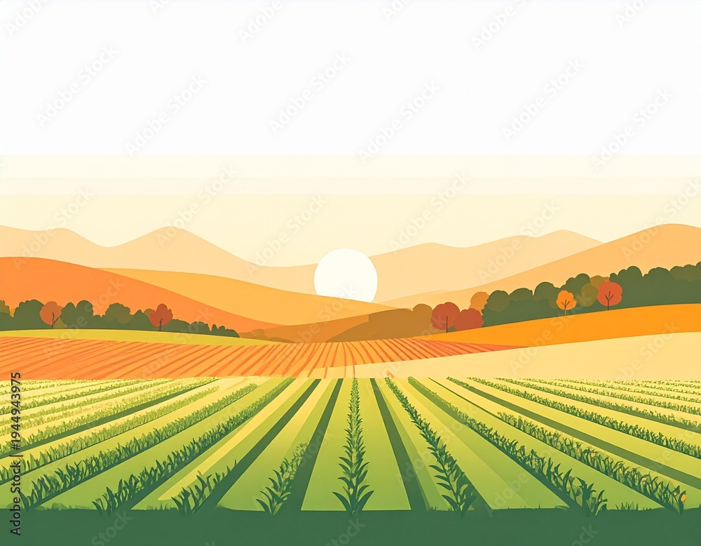 Fototapeta premium Peaceful Farm Landscape Background for Cesar Chavez Day