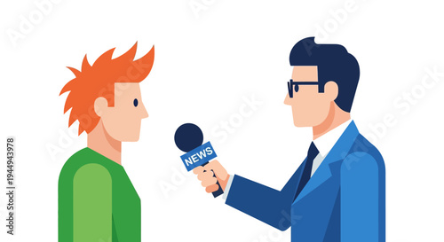 Professional news reporter conducting an important interview with a young person for media coverage and public information