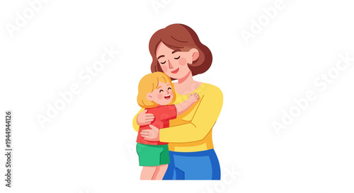 Loving mother embracing her happy daughter, symbol of family bond and unconditional love