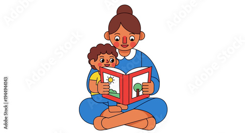 Heartwarming illustration of a parent and child enjoying a storybook, symbolizing early education and tender family bonding