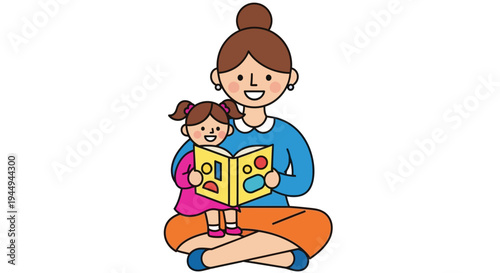 Loving Mother and Daughter Share a Joyful Story Time, Fostering Childhood Literacy and Nurturing a Strong Family Bond Through Reading