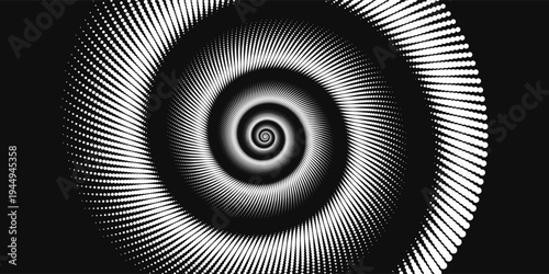 Circle dots texture isolated on white background. Vector abstract design element spiral circle sound wave vector logo modern black and white