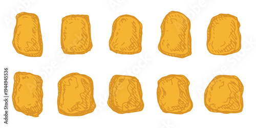 Hand drawn gold rocks Gold nuggets Gemstones For game environment, design