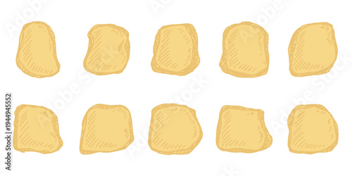 Hand drawn gold rocks Gold nuggets Gemstones For game environment, design