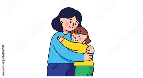 A heartwarming embrace between a loving mother and her happy child, illustrating a deep bond and affectionate family moments