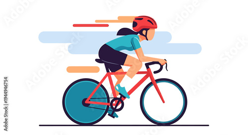 Cyclist Riding Road Bicycle Outdoors in Action. Vector Illustrations. EPS Editable