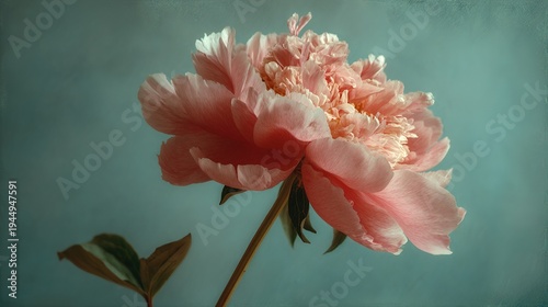 A soft and delicate image of a single beautiful pink Peony bloom