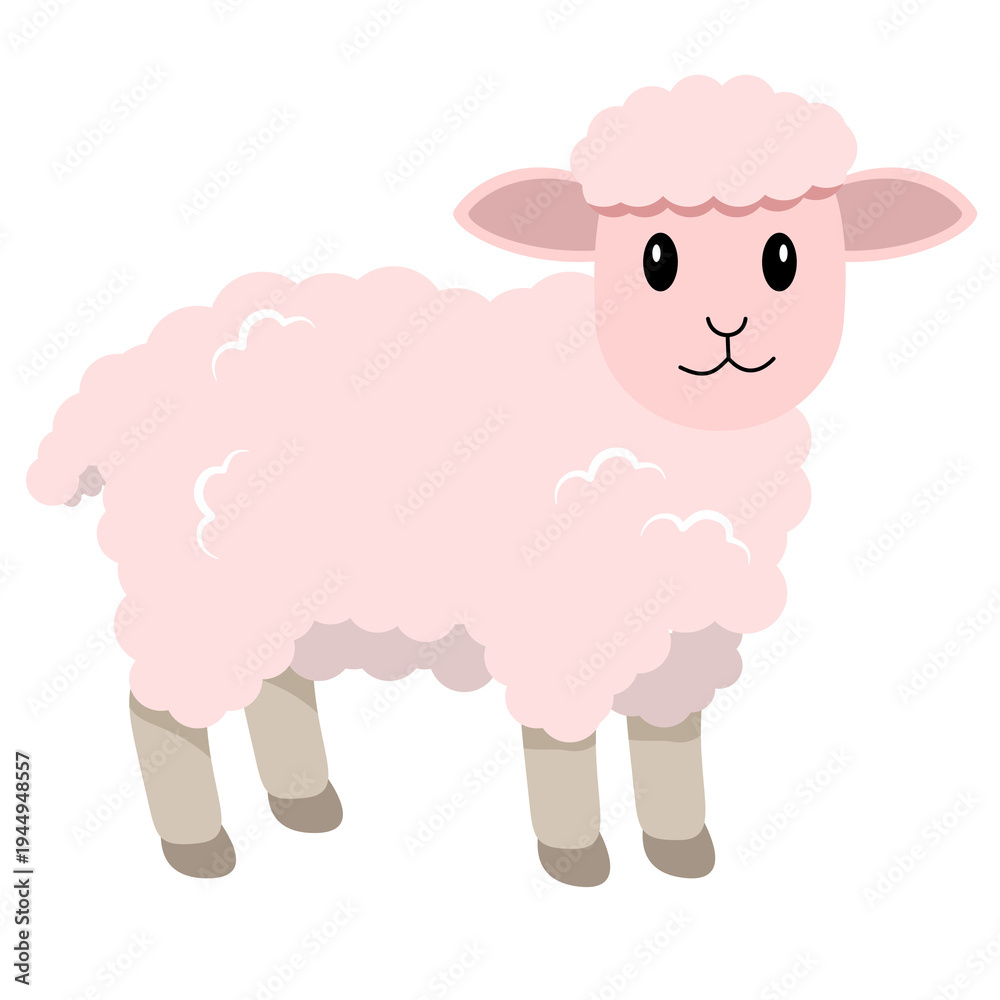 Obraz premium Adorable fluffy lamb character standing illustration