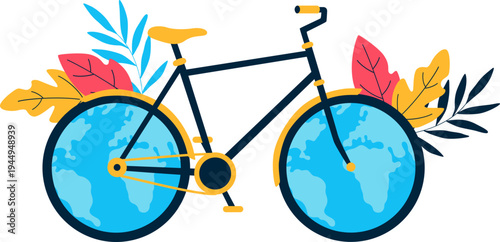World bicycle day illustration. Healthy lifestyle, riding bike, sport activity vector isolated