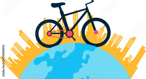 World bicycle day illustration. Healthy lifestyle, riding bike, sport activity vector isolated