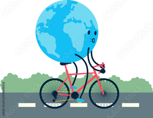 World bicycle day illustration. Healthy lifestyle, riding bike, sport activity vector isolated