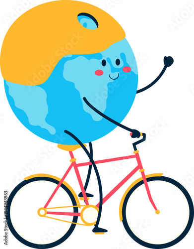 World bicycle day illustration. Healthy lifestyle, riding bike, sport activity vector isolated