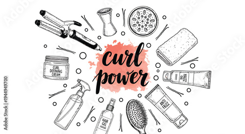 Set of hair care icons and tools vector