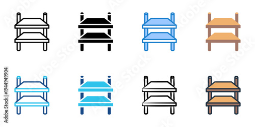 Market shelves icons set multiple style collection. Editable stroke 
