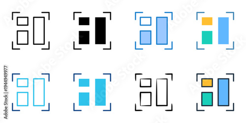 Artisan layout icons set multiple style collection. Editable stroke 
