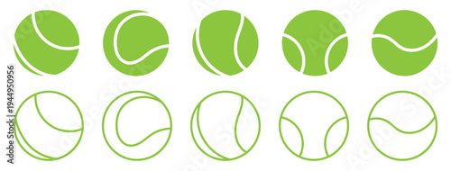 A vector icon set of tennis and Basketball icon, showcasing both filled and outline styles for sports design outline and filled vector illustration.