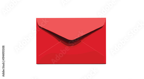 A single, vibrant red envelope, perfectly sealed and unadorned, is positioned horizontally with a subtle shadow on a pristine white background.