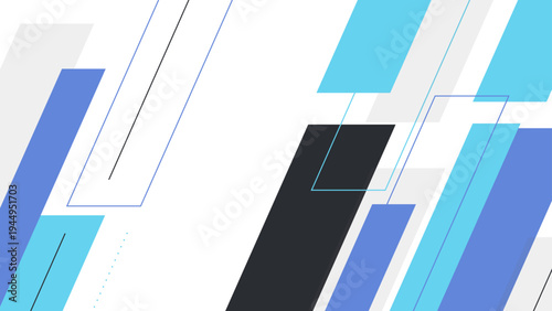 Professional background featuring light blue and black geometric elements on a clean white surface for tech reports