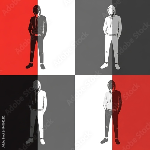 Hooded Figures in Color Blocks