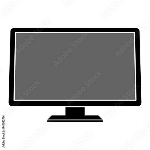 A minimalist vector graphic of a computer monitor with a sleek design and flat silhouette