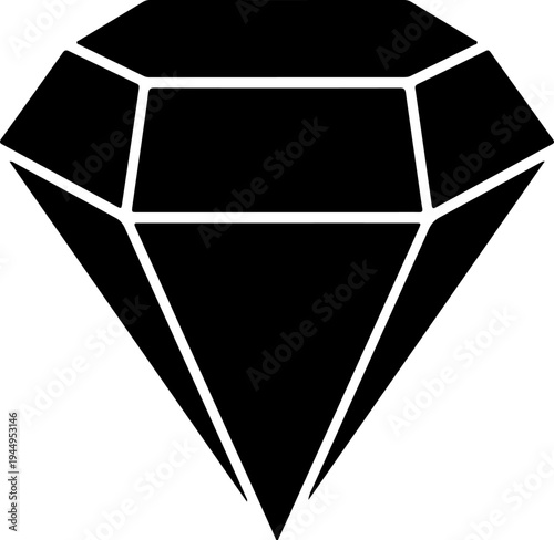 Black Diamond Vector Icon Illustration for Luxury, Jewelry, and Precious Gemstone Concepts, Ideal for Web Design, Apps, and Marketing Materials