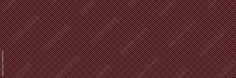 Fototapeta premium Dark maroon diagonal grid pattern. Minimalist geometric background with fine white intersecting lines forming a small diamond mesh. Elegant abstract texture for professional digital design.