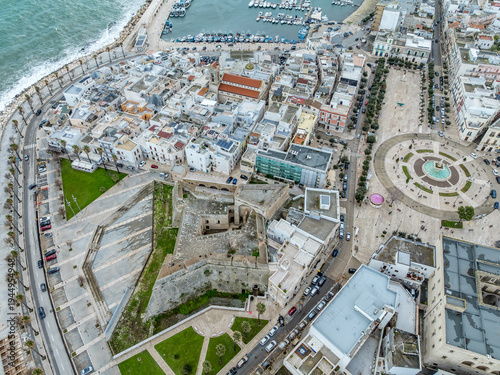 Bild auf Leinwand Historic Angevin Castle Mola di Bari: 13th-Century Fortress, Romanesque Cathedral Adriatic Fishing Port