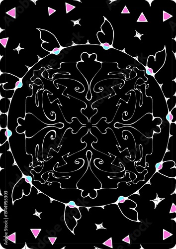 Digital print pattern design bohemian tropical black art