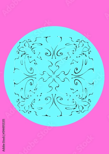 Digital print pattern design bohemian tropical pink blue art