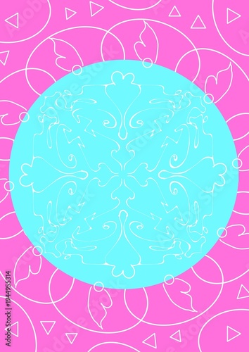 Digital print pattern design bohemian tropical pink blue art